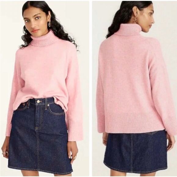 J. CREW SWEATER S PINK MERINO WOOL ALPACA SUPERSOFT YARN TURTLENECK CUTE PREPPY - Picture 1 of 12